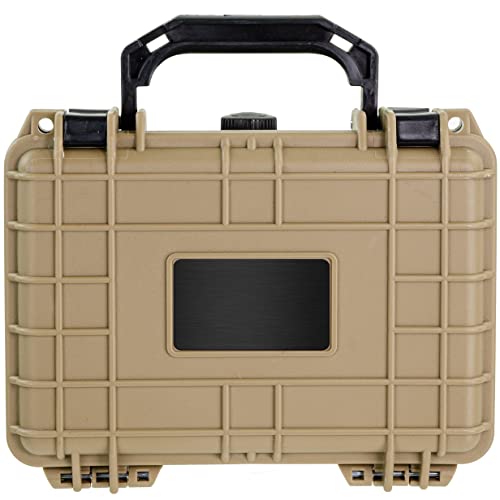 Eylar Protective Gear and Camera Hard Case with Custom Logo Engraved Plate TSA Approved 8.12 inch 6.56 inch 3.56 inch, Customizable Pluck Foam, Lockable for Cameras, Lenses, Drones, Gear (Tan) - color: Tan