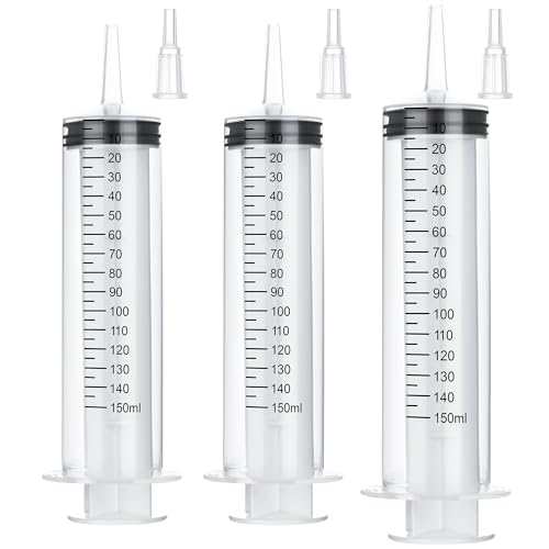 3 Pack 150mL Syringes for Liquid - Large Syringe with Tip Adapter for Liquids, Oil, Watering Plants, Refilling, Measuring - style: 150 ml