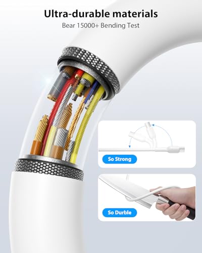 SOOPII 10-Pack Short USB C to USB C Cables,8 Inch/0.7Ft 60W Type C Fast Charging Cables,Compatible with lPhone,Galaxy,lPad,MacBook,Charging Station and Power Bank Accessory(White) - color: White, size: C to C-10P(60W)