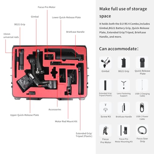 Ronin RS 4 Carrying Case for DJI RS4/RS 4 Pro,Black[Case Only] | RS4 Hard Box,RS4 Pro Gimbal Stabilizer Protection Accessories,Shockproof,Waterproof