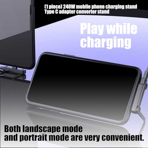 Invisible Foldable Holder Charger Cable with Stand, 240w Fast Charging Stand Sideways Data Cables with 360° Invisible Stand, Detachable 2 in 1 Phone Holders for Gaming Office Car Travel - color: Orange