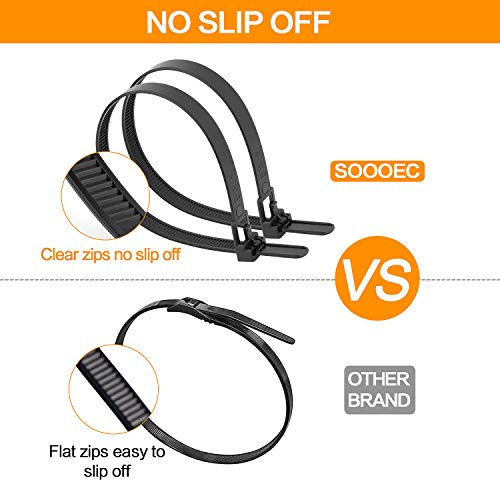 100 Pack Reusable Zip Ties 12 Inch Heavy Duty UV Resistant Cable Ties Black | Reusable Trigger Release / Heavy Duty Nylon / UV Weatherproof / Non-Slip Self-Locking / Smooth Round Ending No Hurt - size: 12 inch