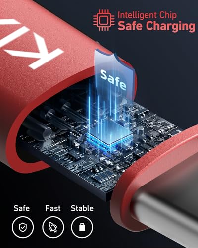 Coiled USB C Cable 6FT, 2Pack USB C to USB C Cable for Car 66W USB-C Fast | Charging Cord Braided USB C to C Cable for iPhone 17 16 15, iPad, Samsung Galaxy, Google Pixel and More USB C Device-Red - color: Red, size: 6FT - 2Pack, style: USB C to USB C