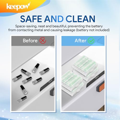 KEEPOW 4 Pcs AA/AAA Battery Storage Case Holder Box, Clear Color - size: 4 Pack