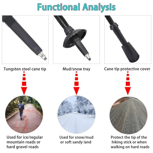 6Pcs Trekking Pole Tips Replacement Protectors, Rubber Feet for Hiking Pole Tips Rubber Tips Accessories, Fits Most Standard Walking Sticks Shock Absorbing(11mm/0.43" Hole Diameter) - size: 1a7