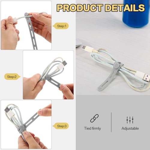 Tellegloww 42 Cable Ties Cord Organizer,Black, White, Gray,5.12 Inch - color: Black, White, Gray, size: 5.12 Inch