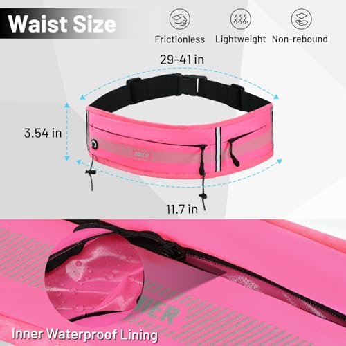 MIER Running Belt for Women & Men, Fanny Pack with Marathon Bib Clip, Pink - color: Pink