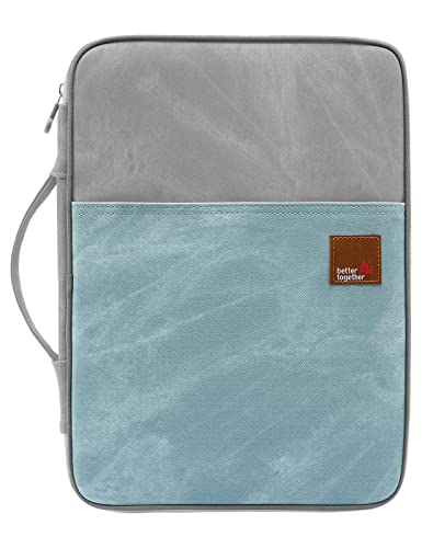 Lanola A4 Document Bags Portfolio Waterproof Business File Holder Travel Gear Organizer Electronics Accessories Bag - color: Grey and Light Blue