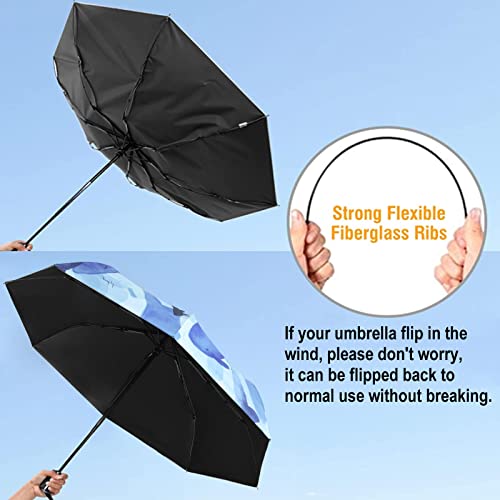 Cuby UV Sun Umbrella Compact Folding Travel Umbrella Auto Open and Close for Windproof, Rainproof & 99.9% UV Protection Parasol with Black Anti-UV Coating (Blue Whale) - color: Blue Whale