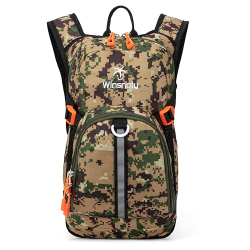 Kids Hydration Backpack, Water Hiking Backpack for Boys or Girls with 1.5L Reservoir Bladder - color: Armygreen Print