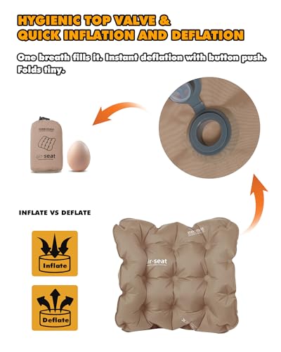 Inflatable Seat Cushion & Lumbar Support Lightweight TPU Non-Slip - color: Brown