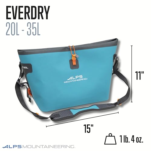 ALPS Mountaineering EverDry Roll-Top Tote – Waterproof Travel & Beach Bag with Adjustable Strap & Lashing Points for Boating & Kayaking - color: Blue, size: 20-35L