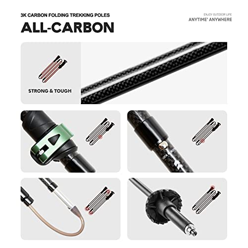 ETROL Carbon Fiber Hiking Poles - 2 PC Ultra Lightweight / 0.5LB Collapsible Hiking & Walking Sticks for Men and Women, Folding Trekking Poles for Camping Backpacking,with Quick Flip Lock,EVA Handle