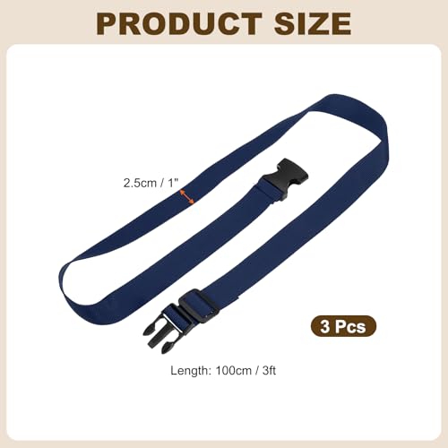 PATIKIL Utility Straps with Quick Release Buckle, (1 Inch x 3 Feet, Dark Blue) (3 Pcs) Adjustable Luggage Polyester Straps Backpack Webbing, Suit for Sleeping Bag/Camping/Hiking - color: Dark Blue, size: 1 Inch x 3 Feet
