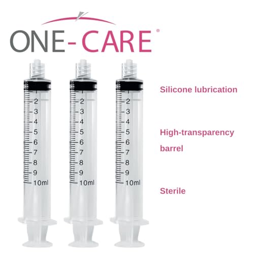ONE-CARE 10ml (10cc) Luer Lock Syringe, Sterile, Blister-Packed, 100/bx | High-Transparency Barrel, Precise Graduation for Accurate Dosing, Silicone-Lubricated Smooth Plunger Movement, Safe Backstop - size: 10ml
