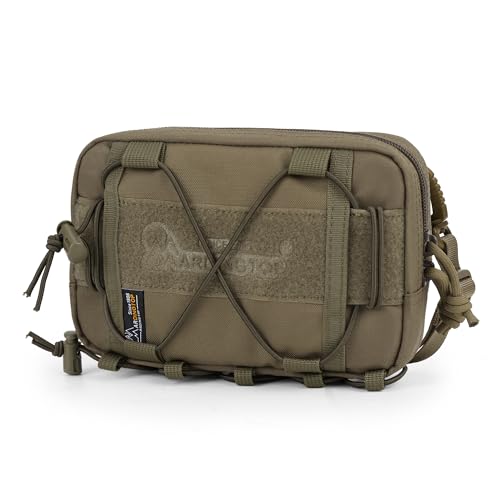 Mardingtop Molle Tactical Pouch, Admin Molle Pouch EDC Tool Utility Bag with Shoulder Strap for Commuting, Cycling & Short-Distance Hiking - color: Khaki