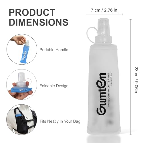 2 Pack Soft Flask 250ml TPU BPA-Free Soft Water Bottle Leak-Proof Collapsible for Hydration Pack Running Vest Marathon Hiking Cycling (Transparent) - color: 2pcs, 250ml Transparent