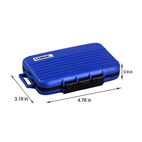 LYNCA 24 Slots Camera Memory Card Case Holder Water-Resistant Anti-Shock SD Card Case Holder Wallet for 8 SD Cards 4 CF Cards 12 Micro SD/TF Cards Storage Box, Compact Memory Cards Wallet (Blue) - color: Blue
