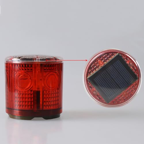 Solar Strobe Warning Light: IP54 Waterproof Flashing Safety High Bright LED Warning Lamp Traffic Light for Construction, Factory, Safety Road Sign, Dock Marine Beacon (Red-Column) - color: Red-Column