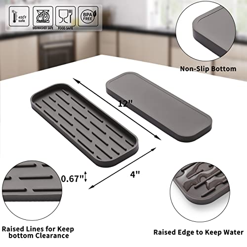 MicoYang Silicone Kitchen Sink Organizer Tray for Multiple Usage,Eco-Friendly Sponges Holder for Kitchen Bathroom Counter or Sink,Dish Soap Dispenser,Scrubber,Bottle,Cup (Coffee, 12"×4") - color: Coffee, size: 12" x 4" x 0.7"