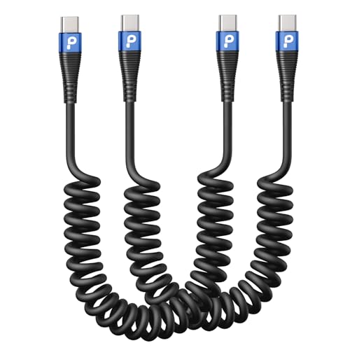 USB C Cable 100W 3FT Coiled USB C to USB C Charger Cable for Car, 2Pack | Short Type C Cable Fast Charging Cable for iPhone 17/16/15/Pro Max/Samsung Galaxy S23, Compatible All Type C Devices, Blue - color: Blue, size: 3FT, style: USB C to USB C