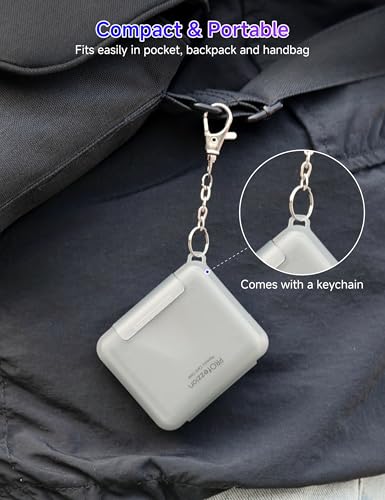 PROfezzion SD Card Holder Case for 4 SD/SDXC/SDHC & 8 microSD TF Memory | Small and Portable, Water-Resistant, Hard Shell with Soft Rubber Interior, Memory Card Organizer Storage Box with Keychain - color: Grey - 12 Slots