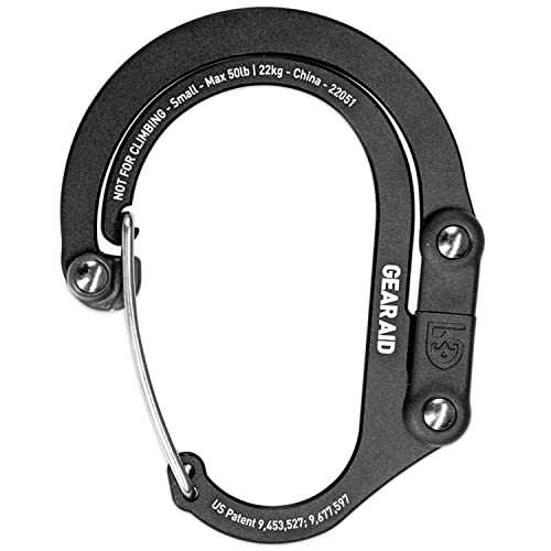 GEAR AID HEROCLIP (Small) Carabiner Gear Clip and Hook, for Hanging Bags, Purses, Lanterns, Strollers, Tools, Helmets, Water Bottles, and More - color: Stealth Black, style: 1 Pack