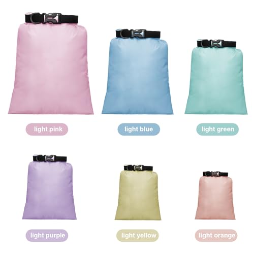 Shappy 6/12 Pcs Waterproof Dry Bags, Lightweight Outdoor Waterproof Dry Stuff Sacks 15/8/5/4/3/2 L and Long Adjustable Shoulder Strap for Kayaking Rafting Boating Hiking Camping - color: Pastel