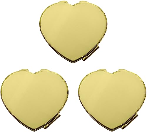 Stephanie Imports Set of 3 Slim Heart-Shaped Double Sided Magnifying Compact Mirrors (Small, Gold) - color: Gold