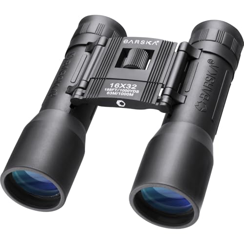 Barska Lucid View Compact Binoculars - Roof Prisms, Fully Coated Optics, Center Focus, Rubber Armor Grip – Lightweight for Hiking, Bird Watching, Travel - size: 16x32