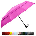 Windproof Travel Umbrella Auto Open Close, Compact 42" Folding Umbrella | Collapsible Rain Umbrella with Vented Double Canopy, Fiberglass and Steel Frame, Strong Wind Resistant - color: Pink
