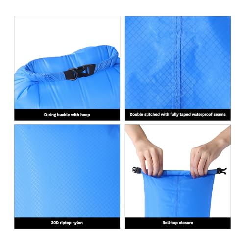 Fire-Maple Ultralight Dry Bag, 2oz - 24L Waterproof Pack for Camping Hiking | 30D Tear-resistant Nylon, Double-layer Waterproof (Silicone+PU), Roll-top D-ring Seal as A Handle, Space-Saving Design‌ - size: 24L