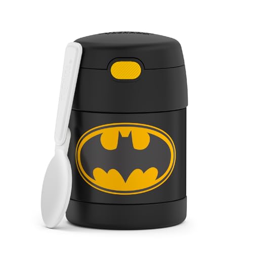 THERMOS FUNTAINER Kids Food Jar with Spoon, 10oz, Batman - color: Batman, size: 10 Ounce