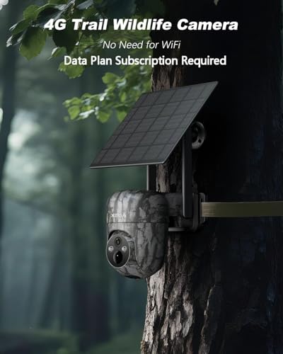 Xega 4G Solar Cellular Wildlife Trail Camera with SIM Card,No WiFi Outdoor | Live Streaming,2K HD,Night Vision,Motion Detection,Game Monitoring,Built-in SIM Only,Data Plan Subscription Required