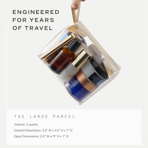 Cadence Parcel - Clear Travel Kit with Zipperless Magnetic Closure - Pebble, Large - Durable, Leak-Resistant and TSA Approved Toiletry Bag - Modular Organization - Recycled TPU (2 Qt) - color: Pebble, size: Large