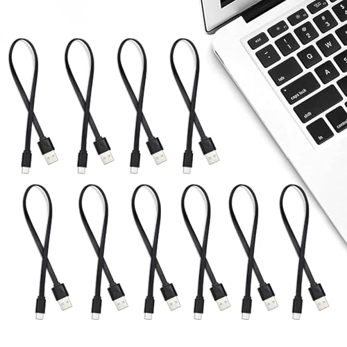 6 inch Flat USB A to USB C Cable, Short Fast Charging Cord 10-Pack, Black - color: Black, size: 0.5 Feet