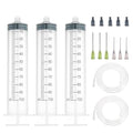 3 Pack 100ml Glue Dispenser Accessories with 3.2ft Plastic Tubing, 14ga,16ga Dispensing Accessories and Caps for Measuring Liquids and Refilling - size: 3 Pack (100ml)