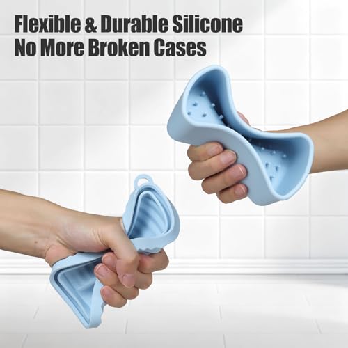 OTHIX Large Leakproof Travel Soap Case for 10 oz Bar Soap, Silicone Soap Container Compatible with Duke Cannon Style Big Bars, Tight-Seal Soap Box for Gym, Camping, Bathroom, Truck Drivers(Light blue) - color: Light Blue
