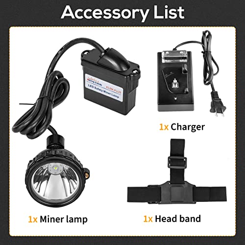 Superbright Rechargeable Mining Headlamp, Waterproof Explosion-Proof LED Safety Cap Lamp with Adjustable Headband for Coal Mining, Hunting, Fishing, Running, Camping, Hiking, Outdoor Activities - size: KL6M.Plus