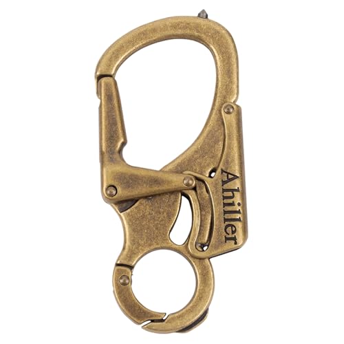 Ahiller Double Lock Carabiner Clip, Tungsten Steel Tip Keychain for Outdoor - color: Bronze-1P