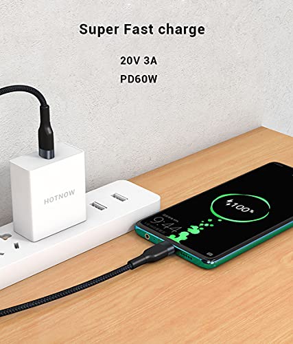 USB C to USB C Cable, 1FT 3 Pack, C to C Cable Fast Charging 65W Cord - color: Black, size: 1FT