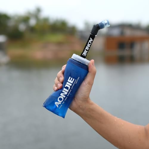 TRIWONDER TPU Soft Folding Water Bottles BPA-Free Collapsible Flask for Hydration Pack - Ideal for Running Hiking Cycling Climbing (Straw) - color: Straw - Pack of 2