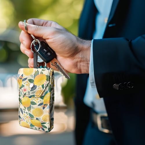 Tissues Purse Pocket Snap Button Enclosed Lemon Purse Tissue Holder with Hanging Rings Portable Travel Tissue Pouch for Daily Outgoing - color: Lemon
