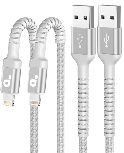 USB to Lightning Cable 6FT [Apple MFi Certified] iPhone Charger Cable | Nylon Braided USBA to Lightning Cable,iPhone Cord Compatible with iPhone 14 13 12 11 Pro Max 8 7 and More-2Pack Silver - color: Silver, size: 6FT, style: USB A to Lightning