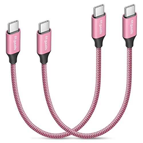 etguuds USB C to USB C Cable 1ft, 2-Pack 60W C to C Cable Fast Charging | for iPhone 17 16 15 Pro Max Plus Air, Samsung Galaxy S26 S25 S24 S23, USBC iPad MacBook Charger Cord Type C, Pixel, Pink - color: Pink, size: 1ft