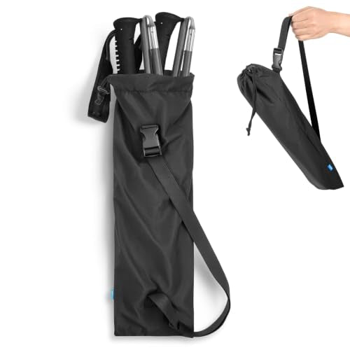 Xxerciz Trekking Poles Carrying Bag, Lightweight Collapsible Hiking Poles Storage Bag with Drawstring, Adjustable Shoulder Strap, Portable Water Resistant Travel Case for Folding Walking Sticks