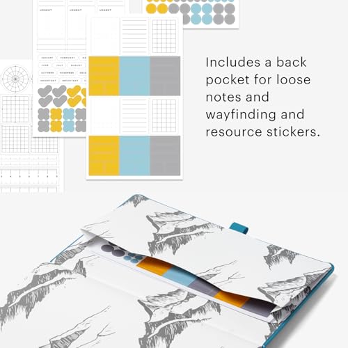 Stone Journal Explorer Notebook – A5 Waterproof Paper Field Journal, Vegan Leather Hardcover, 144 Pages Alternating Ruled & Dot Grid, Back Pocket, Weather-Resistant (Teal) - color: Teal