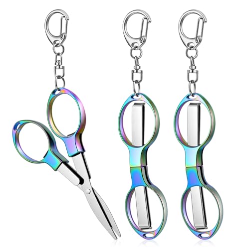 3 Pcs Mini Folding Scissors, Stainless Steel Travel Scissors TSA Approved, Portable & Compact for Nurse, Office, Craft, Sewing