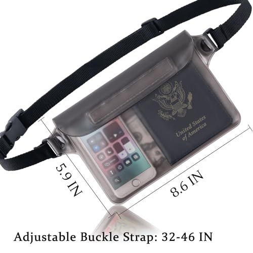 CADONO 2-Pack Waterproof Pouch with Adjustable Waist Strap - color: Black+Blue