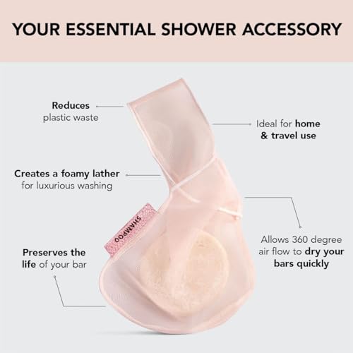 Kitsch Soap Saver Bag – Patented Mesh Bag Soap Holder - Blush | for Shampoo and Conditioner Bars – Extends Use & Prevents Soggy Mess – Recycled Beauty Mesh Pouch, Eco-Friendly - color: Blush